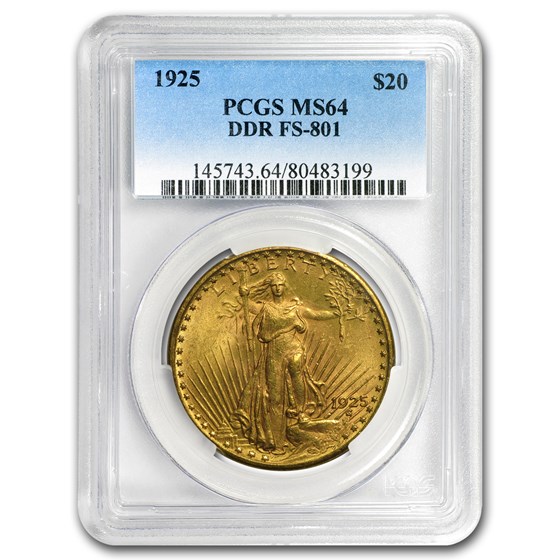 1925 $20 Saint-Gaudens Gold Double Eagle MS-64 PCGS (DDR FS-801) 1925 $20 Saint-Gaudens Gold Double Eagle MS-64 PCGS (DDR FS-801)